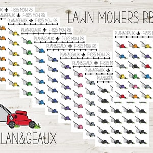 Lawn Mowers Stickers, Mow Lawn Stickers, Yard Work Sticker, Lawn Sticker, Rainbow Colors, Planner Stickers, FUN-825
