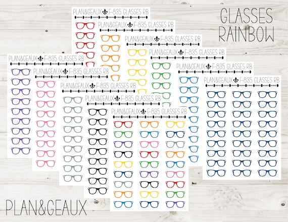 Eyeglasses Stickers Glasses Stickers Rainbow Colors Planner | Etsy