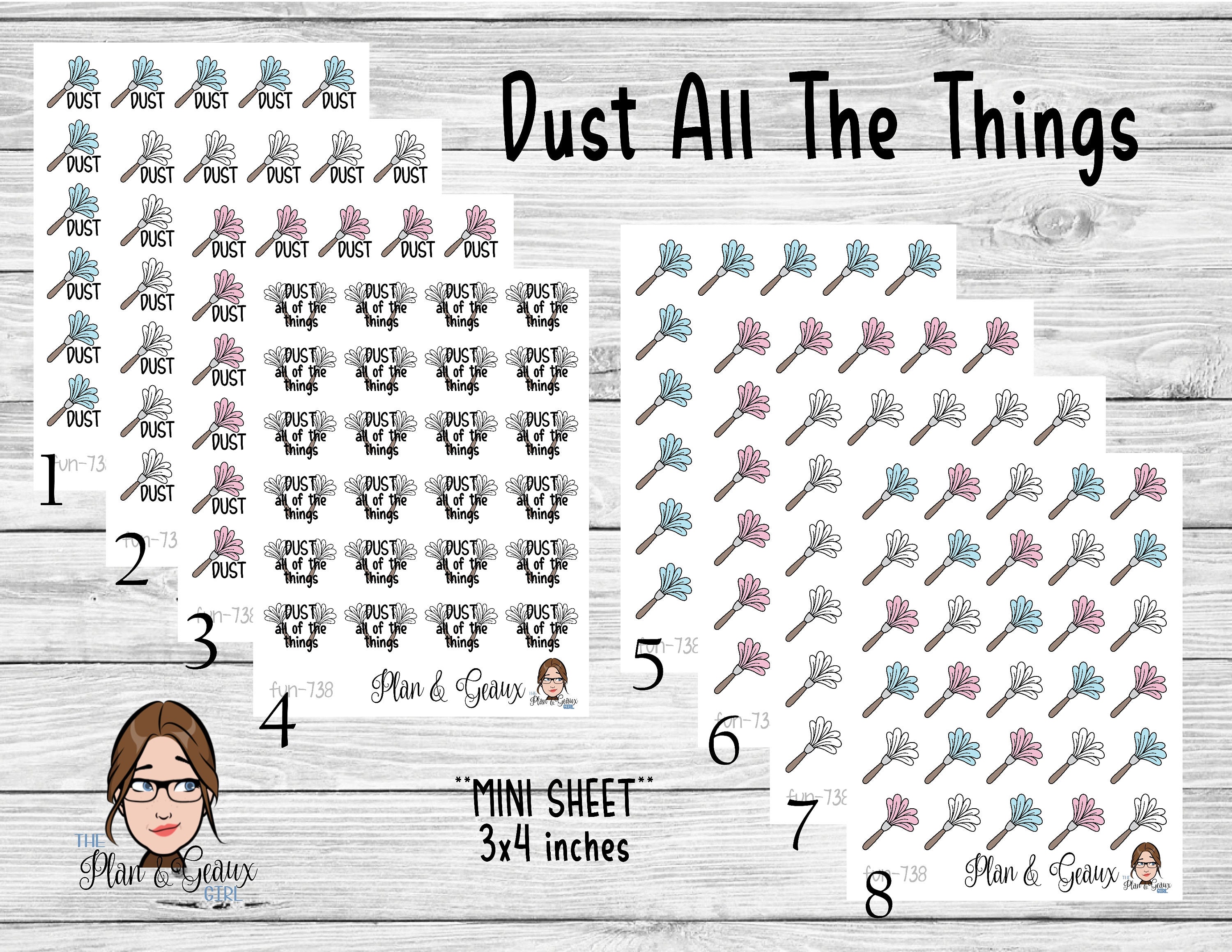 Clean the house S0874S0898S0874blue Planner stickers Zuri Wipe off the dust stickers