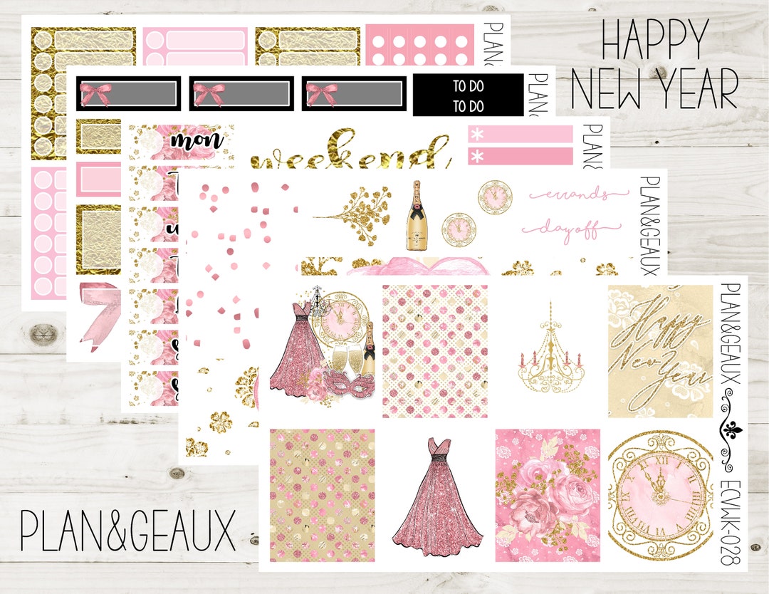 New Years Weekly Kit Planner Stickers Happy New Year Weekly - Etsy