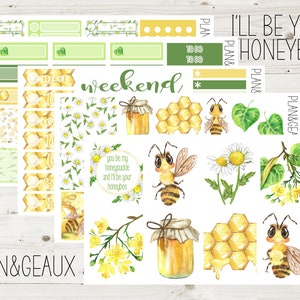 Honeybee Weekly Planner Kit, Bee Planner Stickers, Watercolor Bees Weekly Stickers, Erin Condren , ECV-WK 102