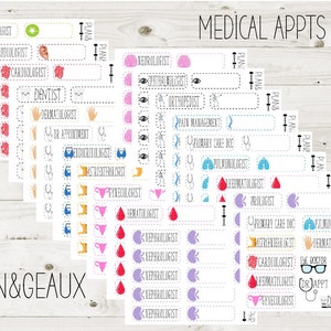 Dr. Appointments Planner Stickers, Dr. Appointments, MINI Sheets, Bullet Journal, Stickers, Planner Stickers, MED-016