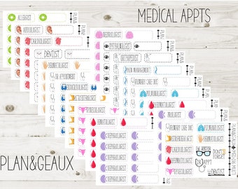 Dr. Appointments Planner Stickers, Dr. Appointments, MINI Sheets, Bullet Journal, Stickers, Planner Stickers, MED-016