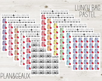 Lunch Bag Stickers, School Lunch Stickers, Pack Lunches Sticker, Brown Bag Lunch Stickers, Pastel Colors, Planner Stickers, FUN-836