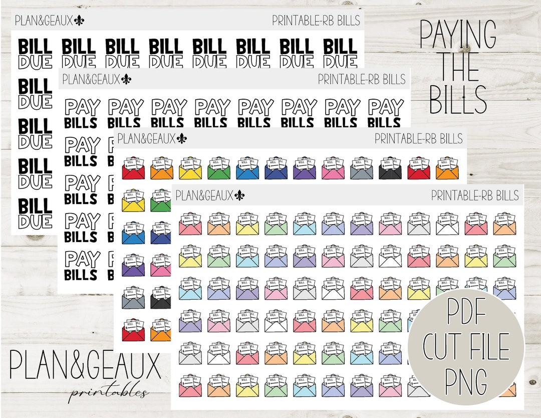 PRINTABLE Planner Stickers, Bills Stickers, Bill Due Printable Stickers ...