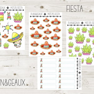 Fiesta Planner Stickers, Pinata Planner Stickers, Succulent Planner Stickers, Sombrero Planner Stickers, Cinco de Mayo Stickers MOT-215