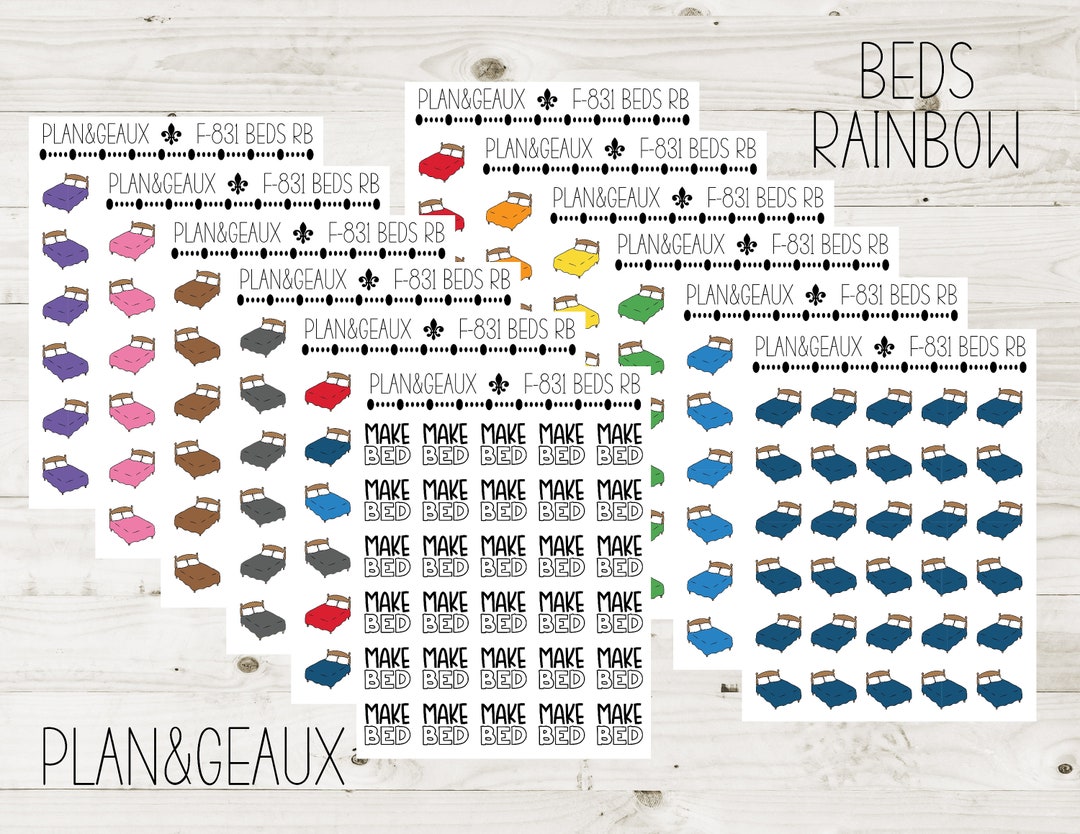 Bed Stickers, Bedroom Stickers, Change Sheets Sticker, Rainbow Colors ...