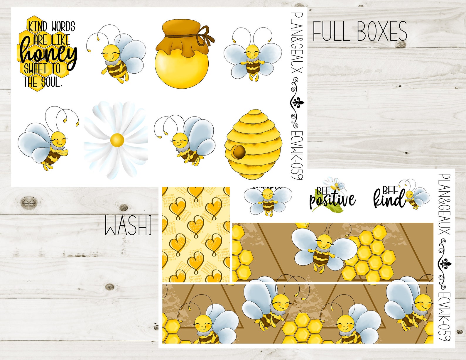 Inspirational Bees Weekly Kit Planner Stickers, Bees Weekly Stickers ...