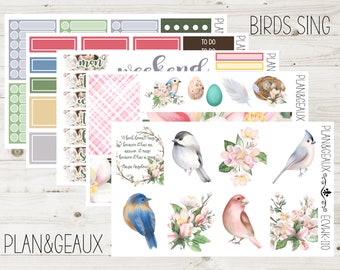 Birds Sing Weekly Planner Kit, Birds Planner Stickers, Floral Stickers, Week Stickers, Erin Condren, ECV-WK 110