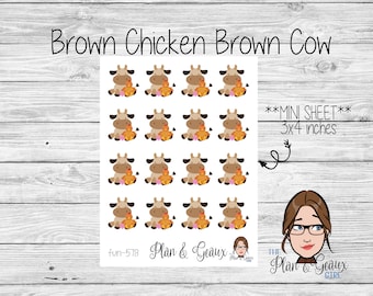Brown Chicken Brown Cow, Sex Tracker Planner Stickers, Sex Stickers, Sexy Time Stickers, Erin Condren, Happy Planner Bullet Journal, FUN-578