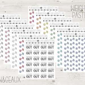 Weights Stickers, Lifting Weights Stickers, Workout Sticker, Exercise Stickers, Pastel Colors, Bullet Journal, Planner Stickers, FUN-811