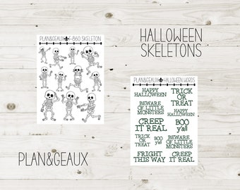 Halloween Skeleton Stickers, Skeletons Stickers, Halloween Planner Stickers, FUN-860