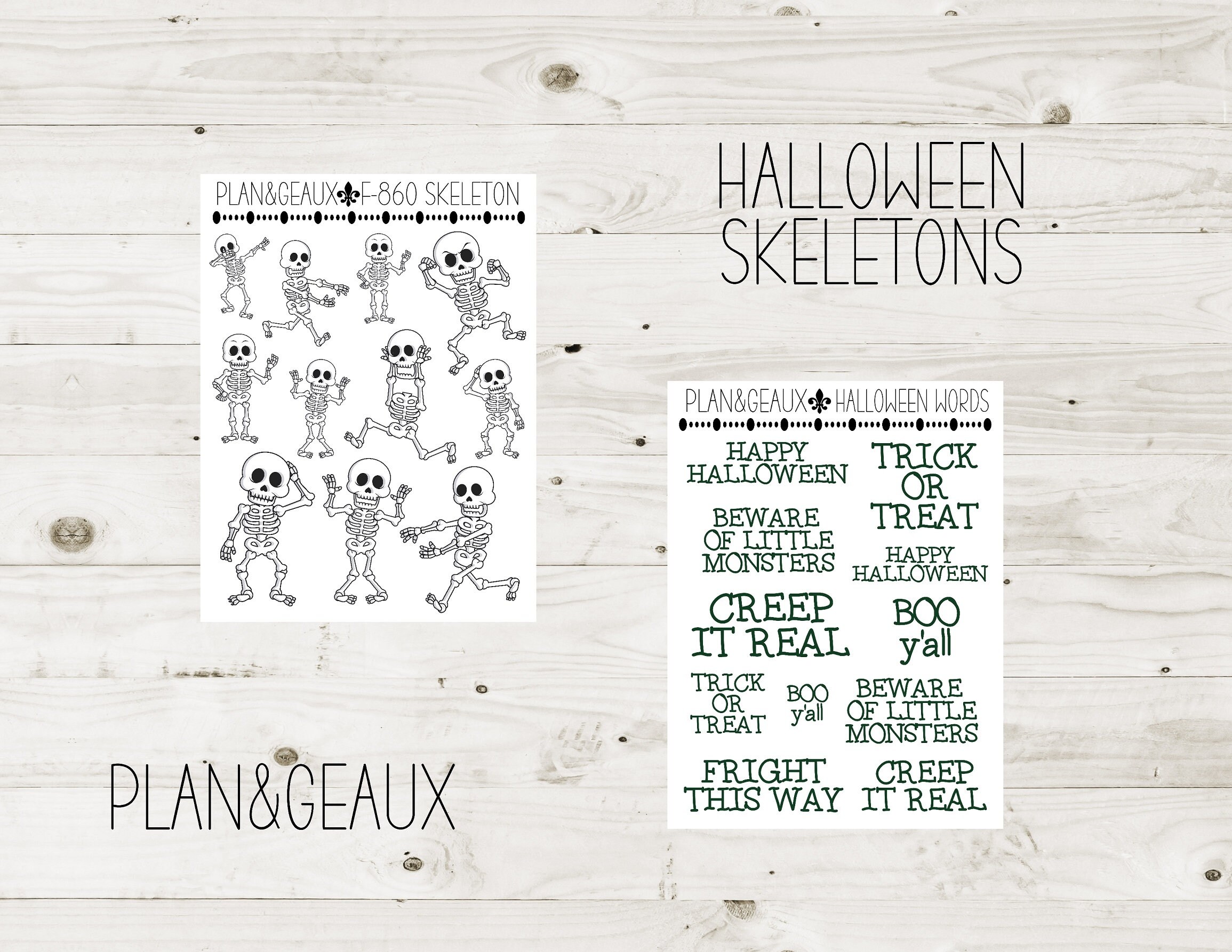 Halloween Skeleton Stickers, Skeletons Stickers, Halloween Planner ...