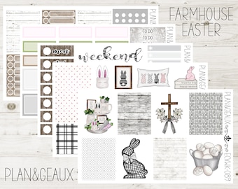 Farmhouse Easter Weekly Kit Planner Stickers, Easter Weekly Stickers, Week Stickers, Erin Condren Vertical, ECV-WK 089