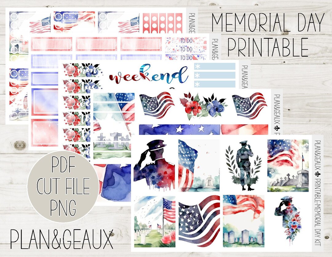 PRINTABLE ECV Planner Kit, Memorial Day Planner Weekly Kit, Memorial ...