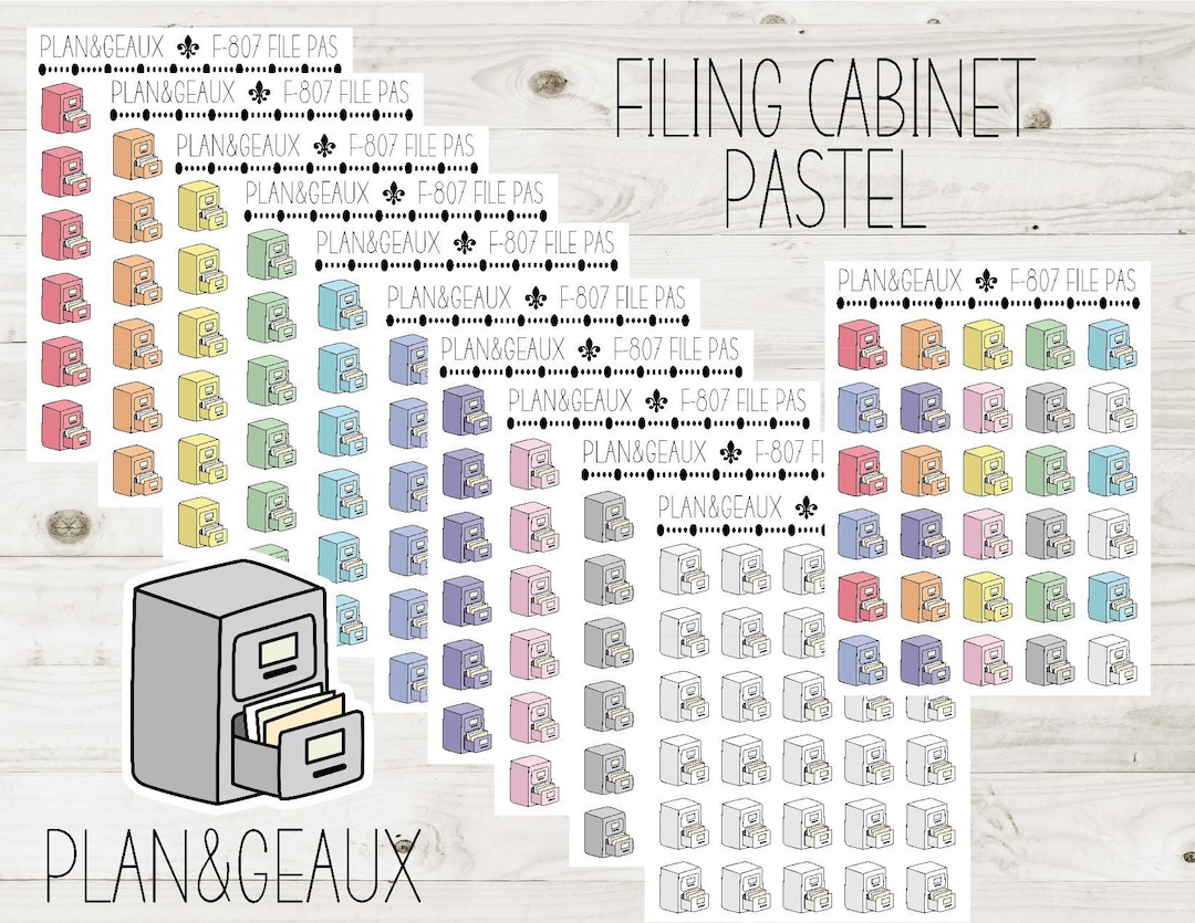 Filing Stickers, File Stickers, Organize Sticker, Pastel Colors