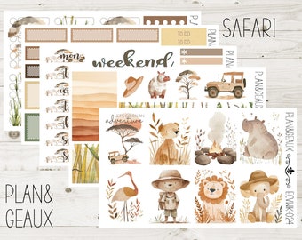 Safari Weekly Kit Planner Stickers, Safari Stickers, Week Stickers, Erin Condren Vertical Planner Kit, ECV-WK 024