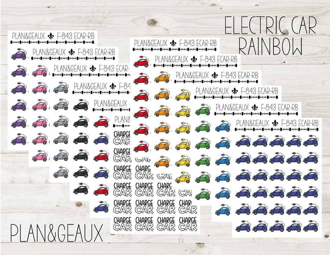 Electric Car Stickers, Green Car Stickers, Charge Car Sticker, Rainbow