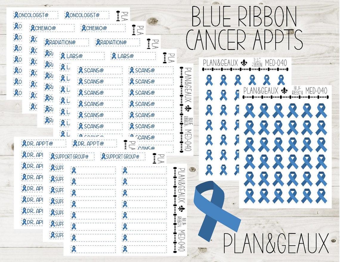 Colon Cancer Treatment Planner Stickers Blue Ribbon Chemo - Etsy