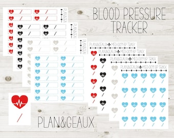 Blood Pressure Tracker Planner Stickers, Blood Pressure Stickers, Tracker Planner Sticker, Happy Planner Sticker, Bullet Journal, MED-09