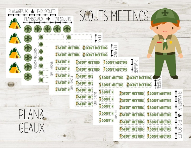 Scouts Planner Stickers, Scouts Stickers, Scouts Planner, Meetings Planner Stickers, Happy Planner, Erin Condren, Bullet Journal, FUN-191 image 1
