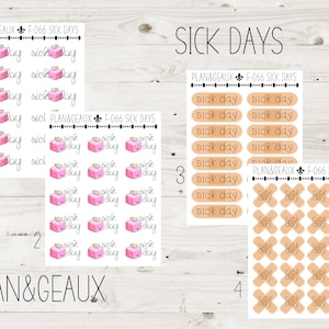 Sick Day Planner Stickers, Sick Stickers, Flu Stickers, Happy Planner Stickers, Bullet Journal, FUN-066