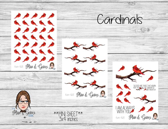 Cardinals Planner Stickers Red Cardinal Planner Stickers | Etsy