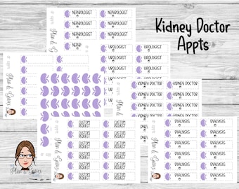 Nephrologist Planner Stickers, Kidney Doctor Stickers, Urologist, Kidneys, Dialysis, Bullet Journal, Stickers, Planner Stickers, MINI 006