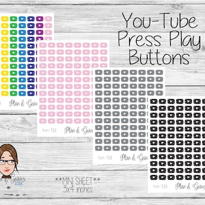 You Tube Icon Planner Sticker, Press Play Button Planner Sticker, You Tube Icon, Social Media Planner Stickers Bullet Journal FUN-733