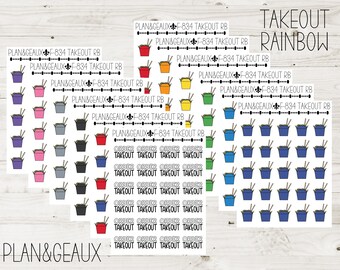Chinese Takeout Stickers, Chinese Food Stickers, Takeout Sticker, Rainbow Colors, Planner Stickers, FUN-834