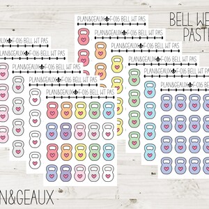Bell Weight Planner Stickers, Weights Stickers, Workout Stickers, Pastel Colors Bullet Journal, Planner Stickers, FUN-016