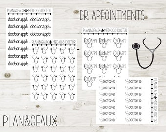 Doctor Appointment Planner Stickers, DR Appointment Planner Stickers, Medical Appointment, Health Stickers, Medical Stickers, MED-008