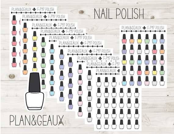 Nail Polish Planner Stickers, Manicure Stickers, Paint Nails Sticker, Pastel Colors Bullet Journal, Planner Stickers, FUN-797