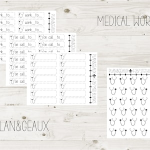 Medical Work Schedule Planner Stickers, Nurse Doctor On Call Stickers, Doctor Call Planner Sticker Erin Condren,  Happy Planner, FUN-267