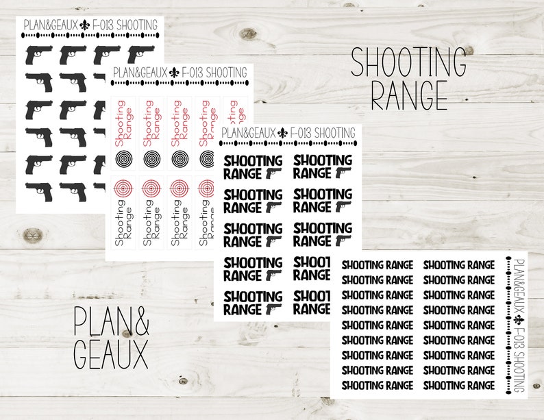 Shooting Range Planner Stickers Handgun Sticker Pistol - Etsy
