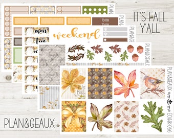 Fall Autumn Weekly Kit Planner Stickers, It's Fall Y'all Weekly Stickers, Week Stickers, Erin Condren Bullet Journal, ECV-WK 066