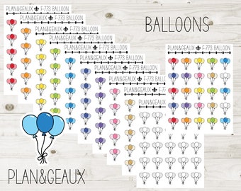 Balloons Stickers, Celebration Balloon Stickers, Birthday Sticker, Pastel Colors Bullet Journal, Planner Stickers, FUN-773