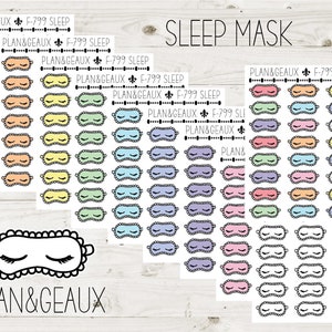 Sleep Mask Planner Stickers, Sleep Tracker Stickers, Nap Sticker, Pastel Colors Bullet Journal, Planner Stickers, FUN-799