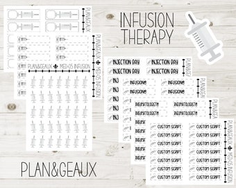 Infusion Therapy Planner Stickers, Immunization, Shots Planner Stickers, Syringe Planner Sticker, Bullet Journal, Happy Planner, MED-005