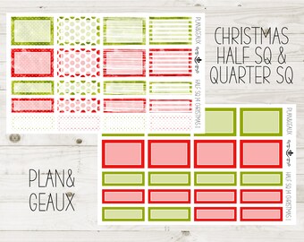 Pegatinas de acuarela para planificadores funcionales de Navidad, cuadrados de media página, cuadrados de un cuarto, HS-14