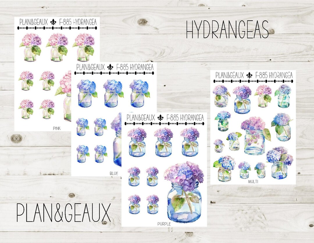 Hydrangea Planner Sticker, Flower Stickers, Floral Planner Stickers ...