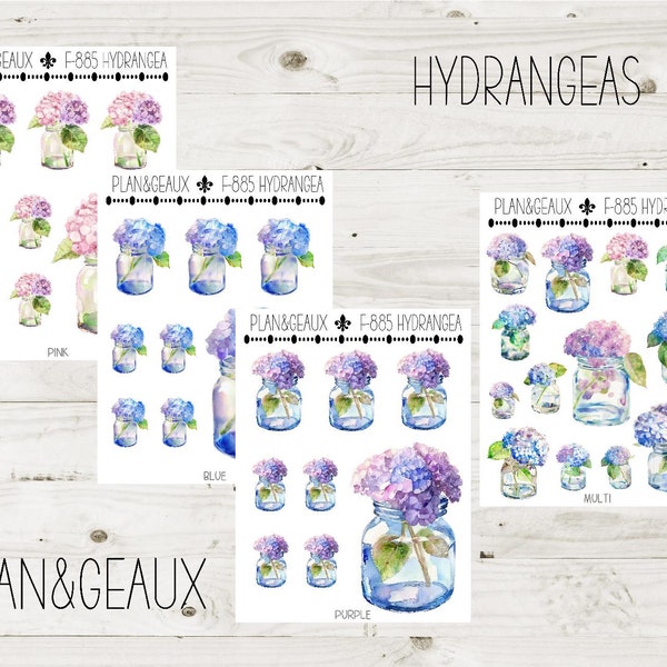 Hydrangea Planner Sticker, Flower Stickers, Floral Planner Stickers, Hydrangea Flower Planner Stickers, FUN-885