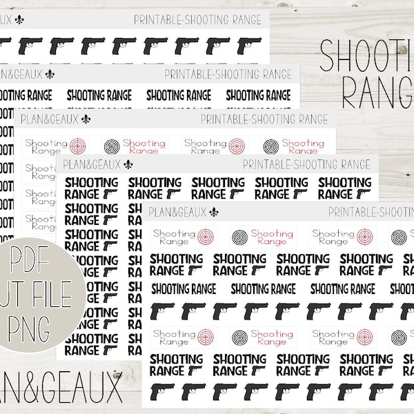 PRINTABLE Functional Planner, Shooting Range Planner Stickers, Shooting Printable Functional Stickers, Half Square Stickers, Shooting Range