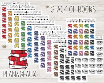 Books Stickers, Reading Stickers, Stack of Books Sticker, Rainbow Colors Bullet Journal, Planner Stickers, FUN-770