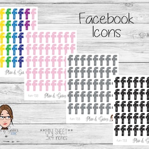 Facebook Icon Planner Sticker, Facebook Planner Sticker, Social Media Planner Stickers Bullet Journal FUN-733