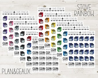 Pegatinas para estufas, pegatinas para cocinar, pegatinas para hornear, pegatinas para hornos, colores del arcoíris, pegatinas para planificadores, FUN-845