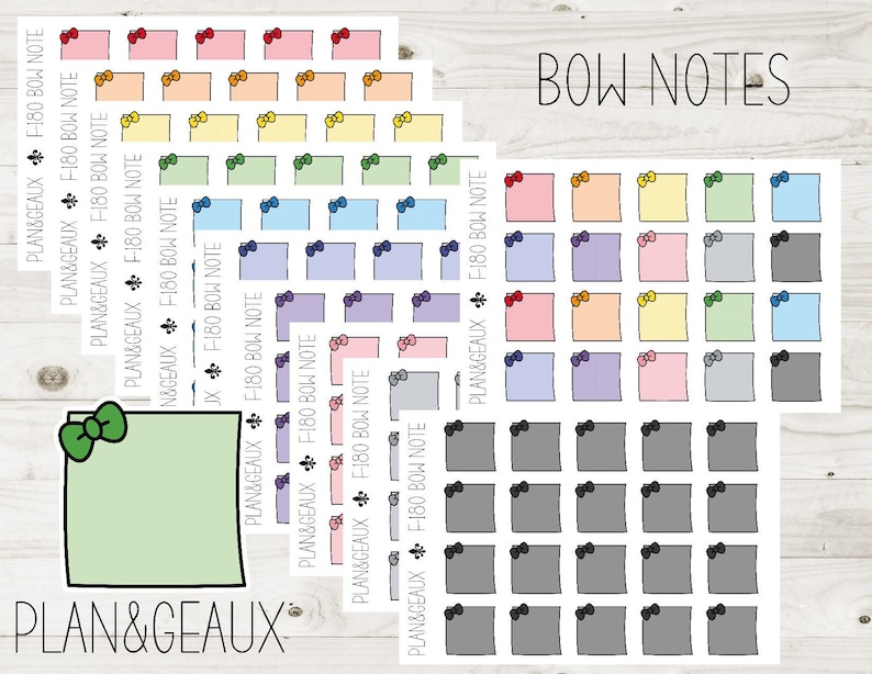 Bow Notes Planner Stickers, Rainbow Bow Notes Stickers, Notes Stickers ...
