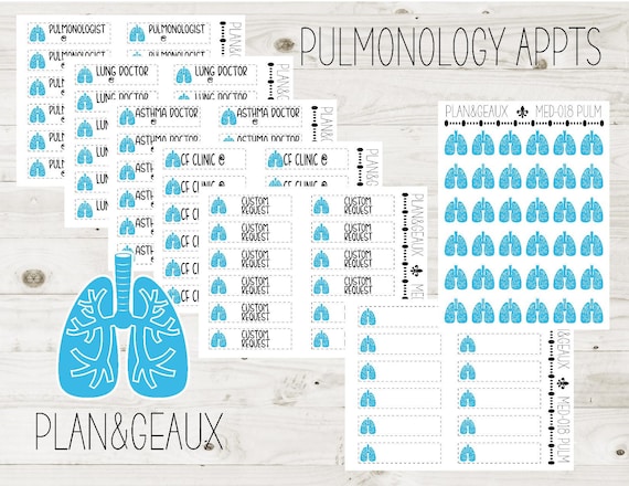 Pulmonologist Planner Stickers, Lung Doctor Stickers, Asthma, Lungs, MINI Sheets, Bullet Journal, Stickers, Planner Stickers, MED-018