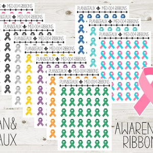 Awareness Ribbon Planner Stickers, Awareness Ribbon Stickers, Awareness Ribbon, Bullet Journal, Happy Planner, MED-004