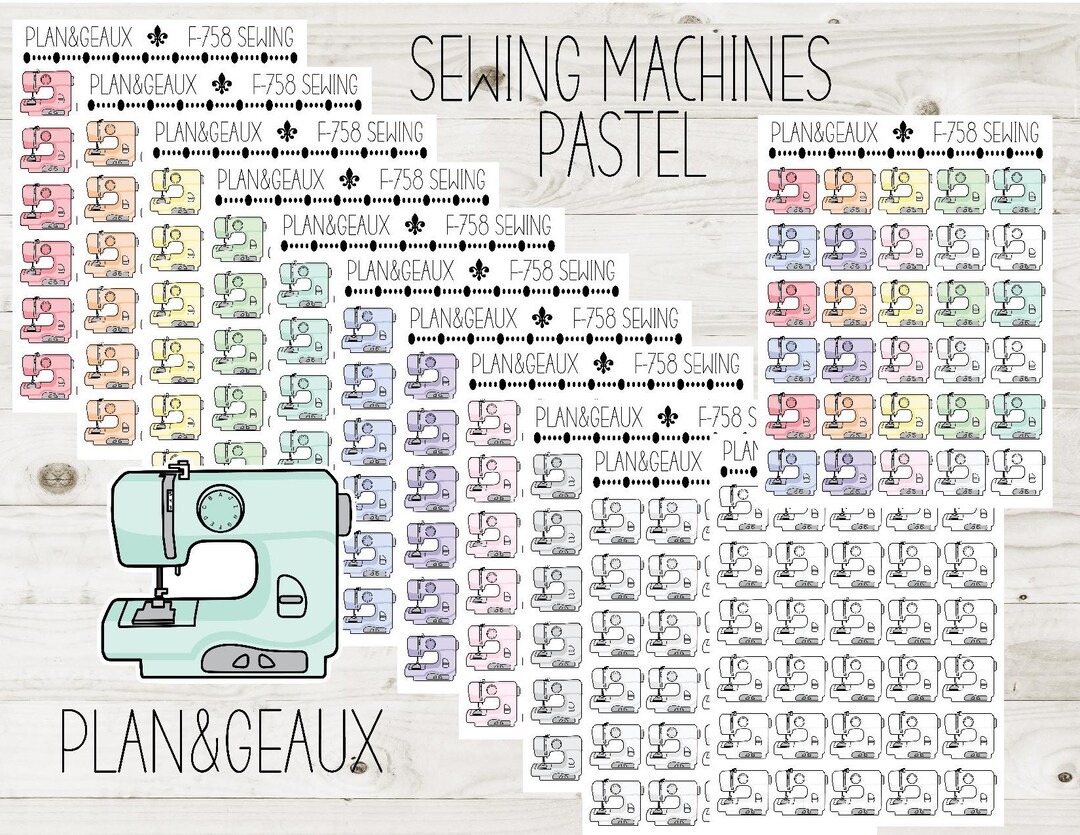 Sewing Machines Planner Stickers, Pastel Sewing Machines Stickers ...